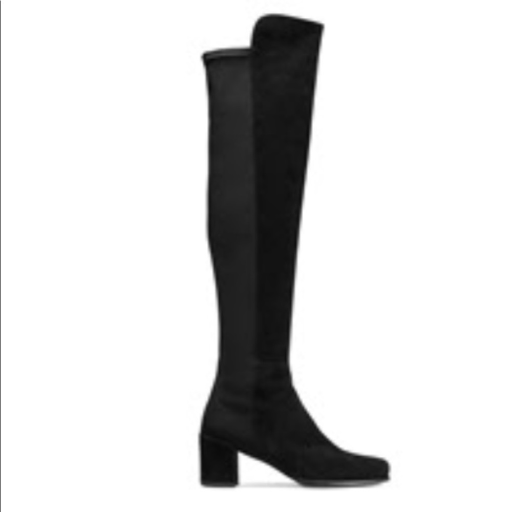 Stuart Weitzman The 5050BLOCK Black Suede 6 MEDIUM